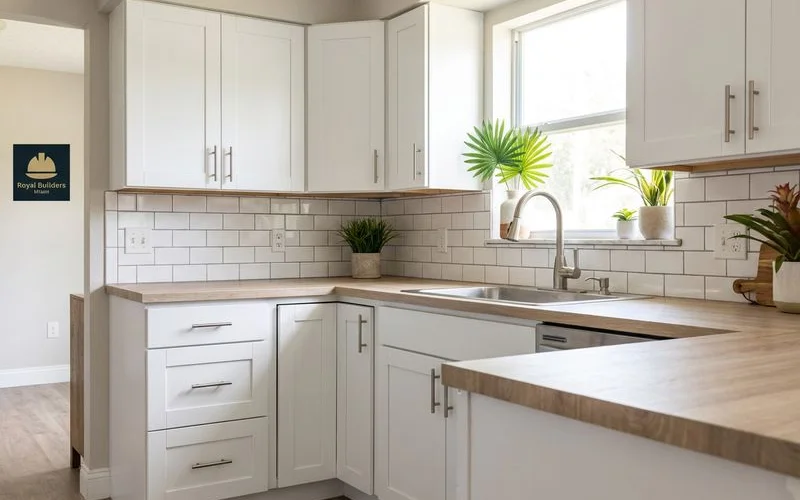 Budget kitchen renovation with refreshed cabinets and new countertops in a Miami home