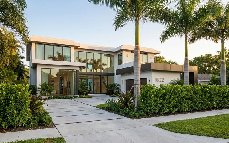 Modern impact windows enhancing the facade of a luxury Miami home with clean architectural lines