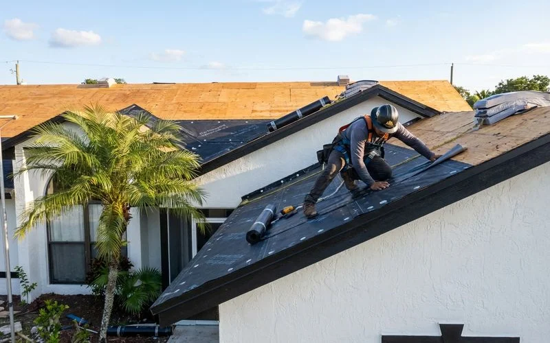 Secondary water barrier installation and roof deck reinforcement for hurricane protection