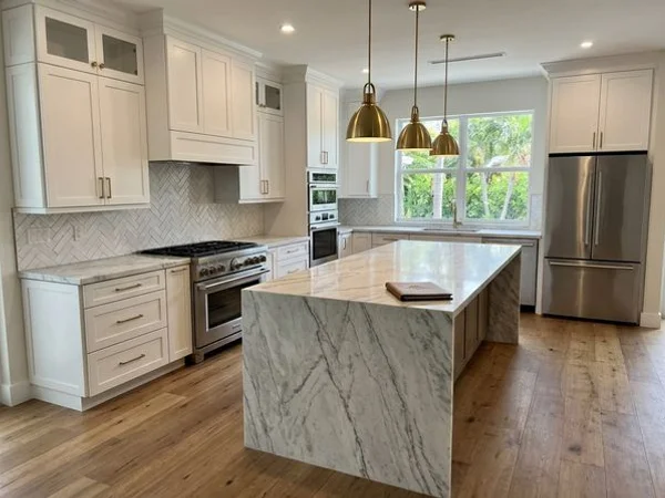 Kitchen renovation with marble island